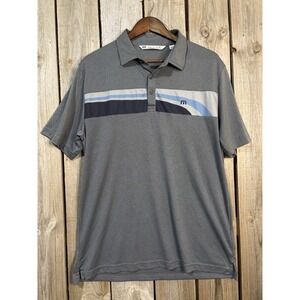 TravisMathew Gray Stripe Performance‎ Golf Polo Men's Large ⛳️